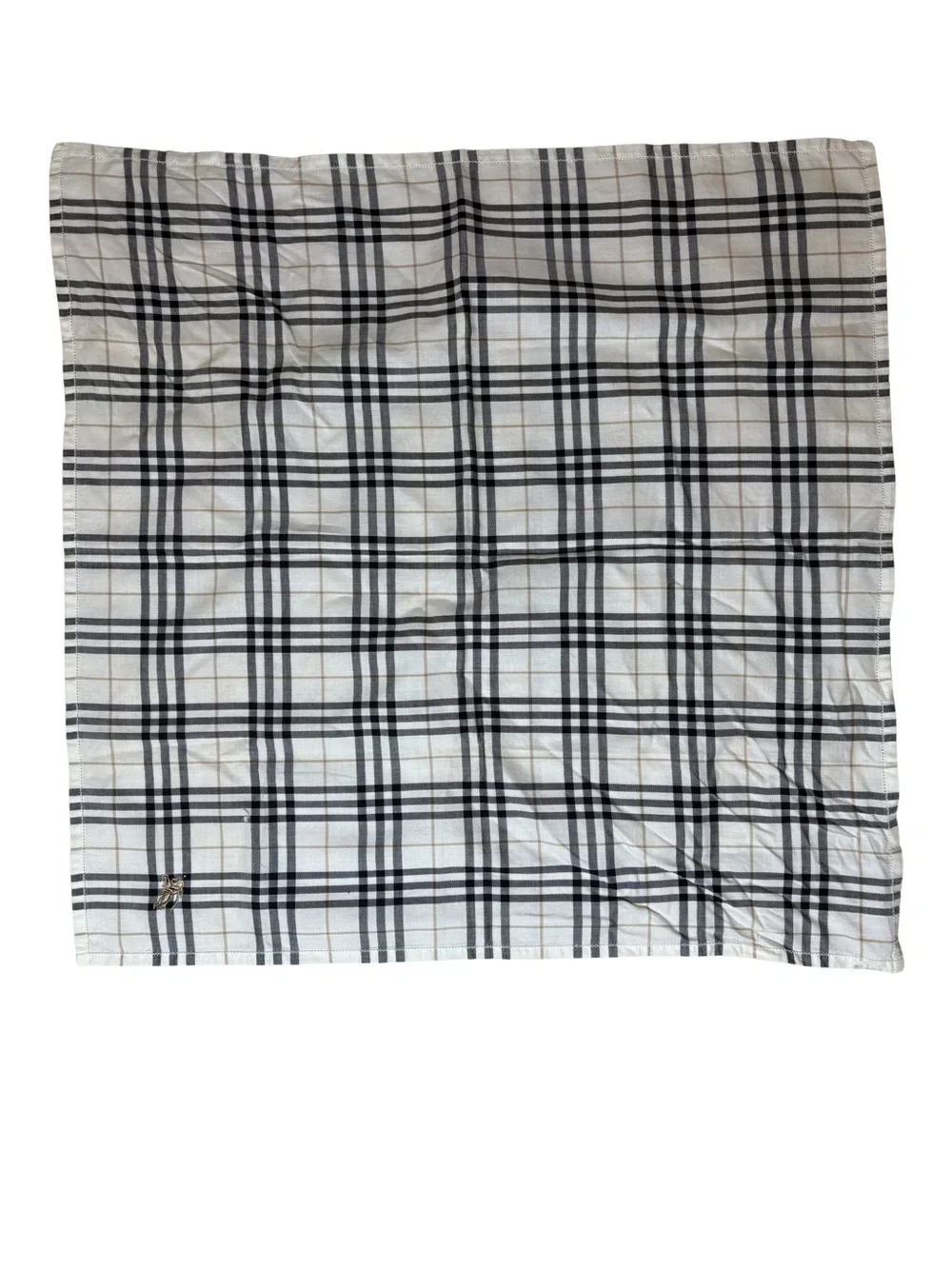 Burberry Black and White Plaid Silk Scarf